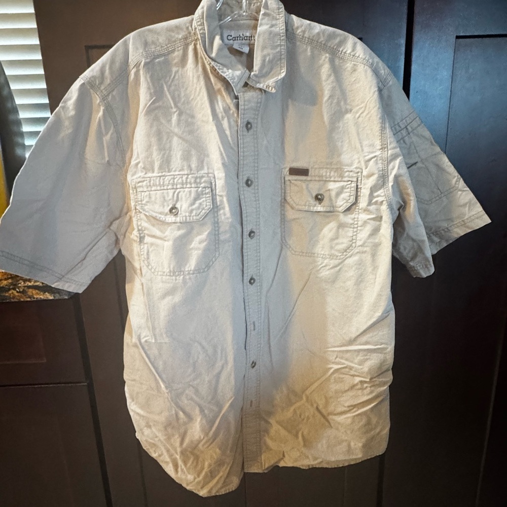 Carhartt Men's‎ Light Tan Button Down Shirt Tall Large